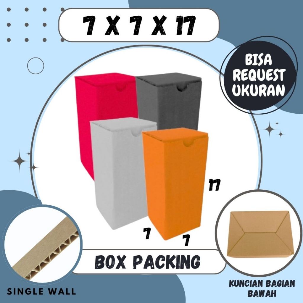 Box 7x7x17 Kardus A0 Packing Karton Dus Kotak Kemasan Obat Mainan Olshop Souvenir Jamu Kardus Balap