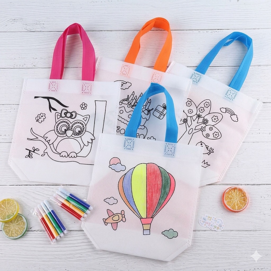Tas Lukis Anak Edukasi Mewarnai Totebag Painting Goodie Bag