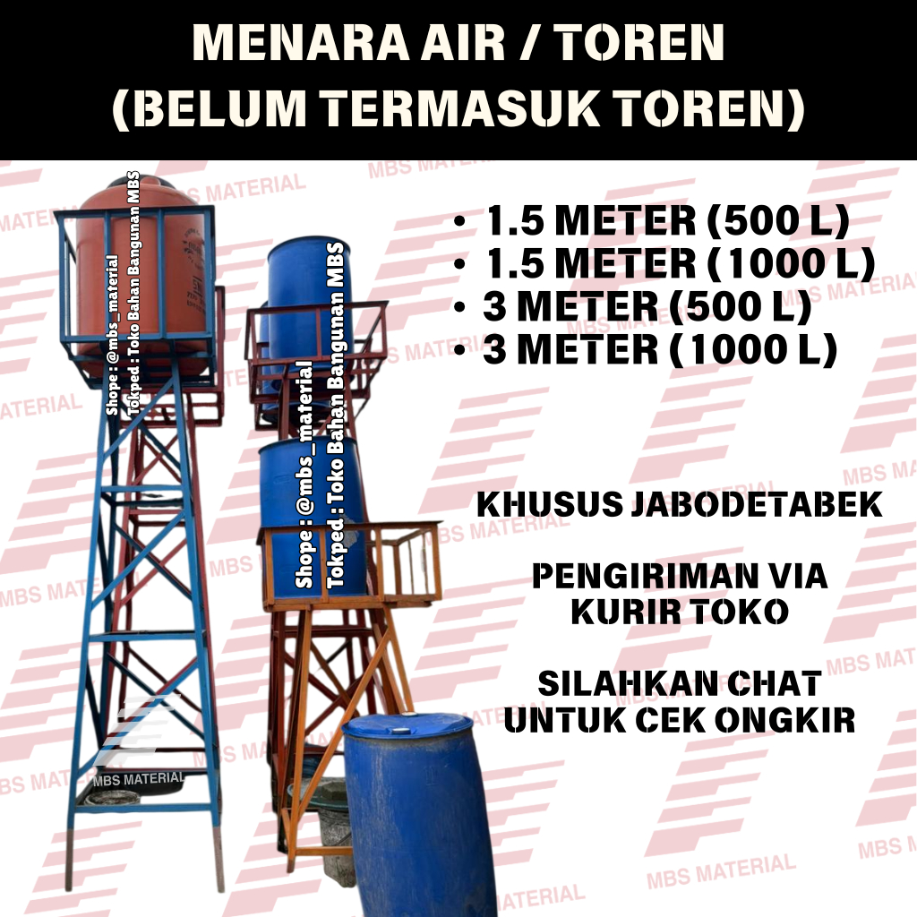 Jakarta & Tangerang | Menara Air / Tower Toren Air / Tandon Handmade Tebal Kuat (Tangki Belum Termas