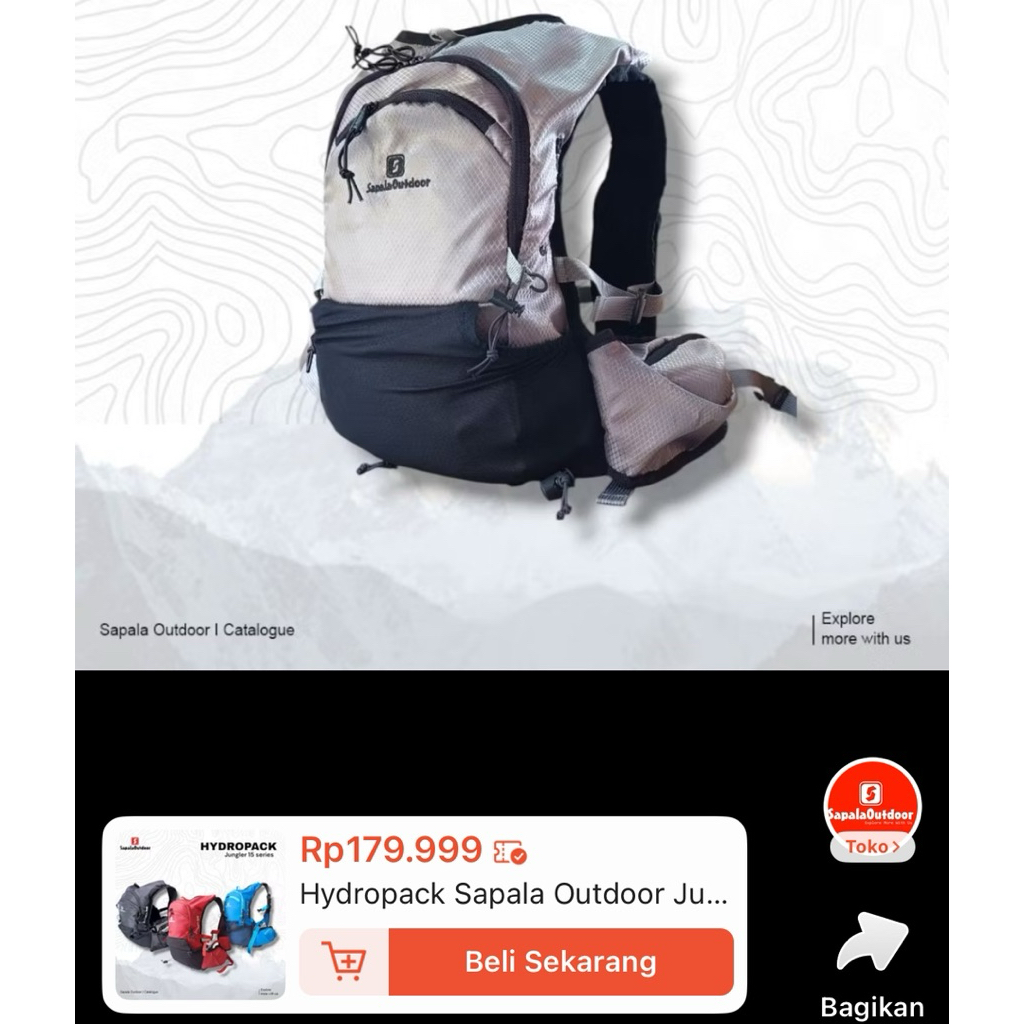 HYDROPACK 15 L BARU BEKAS ENDORSE