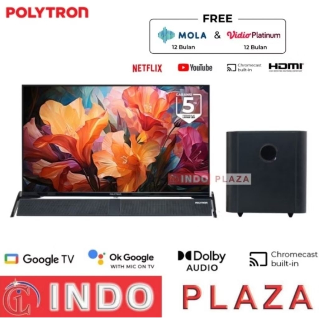 [LUAR MEDAN] TV POLYTRON 43 INCH GOOGLE TV SOUNDBAR PLD-43BG FHD / PLD-43BUG 4K UHD