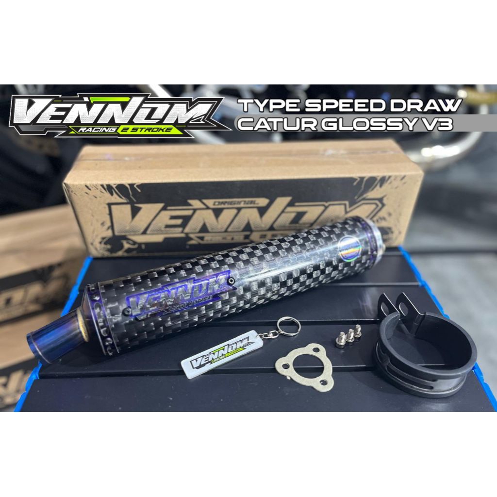 SILINCER KNALPOT NINJA R RR SS 2 STROKE CARBON SPEED DRAW GLOSSY V3 ORIGINAL