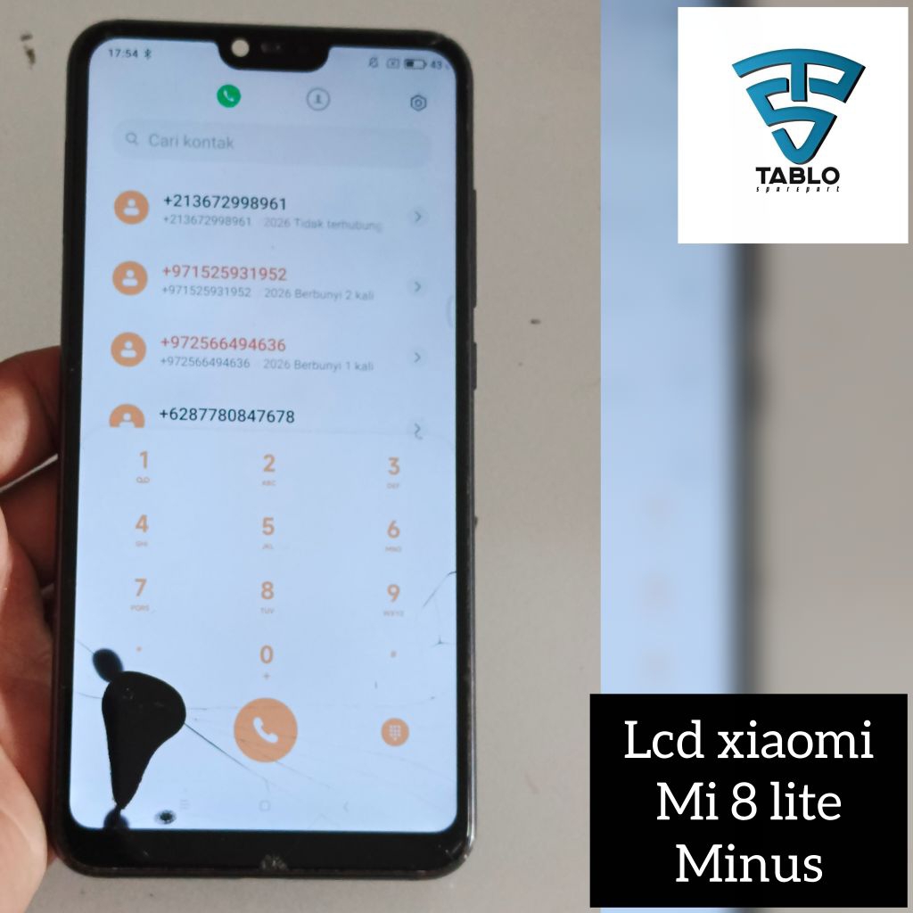 Lcd touchscreen frame xiaomi mi 8 lite ori copotan hp hidup minus
