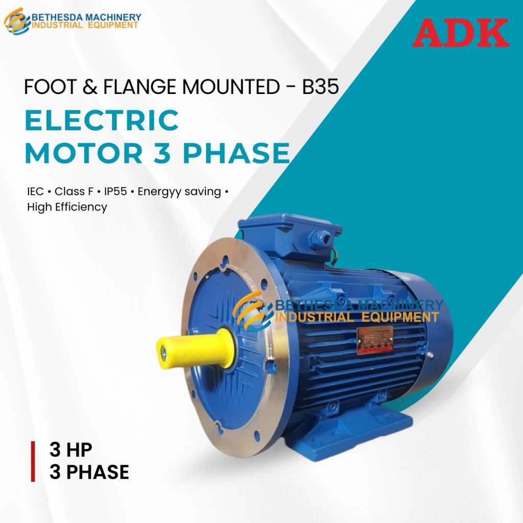 Adk motor dinamo 3hp 1500 Rpm electro motor listrik 3 hp 3 phase B35
