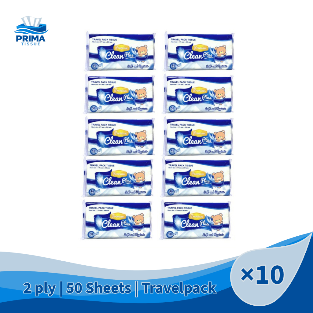 Clean Plus Beruang Travelpack 50 Sheets Bundle 10 Pack