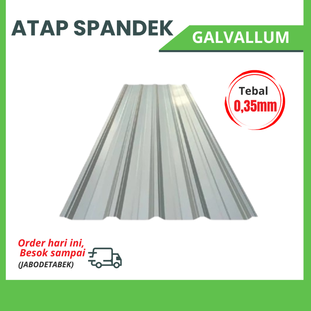 Atap Spandek Galvallum 0.35mm - Seng Kanopi Atap Bangunan - Custom Panjang 1m-6m