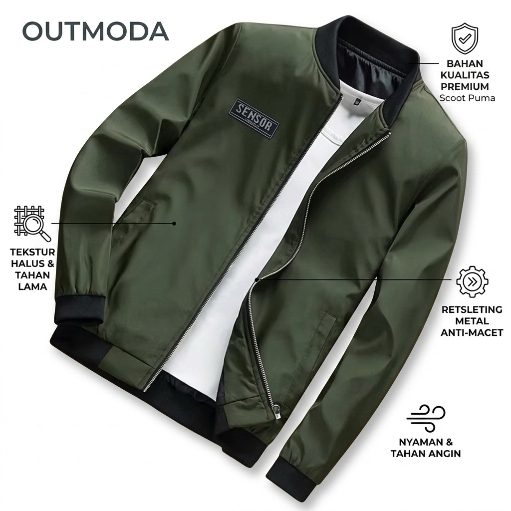 Jaket Bomber Polos SNSR Pria Premium - Jaket Bomber Pilot Sensor Original Scoot Puma - Jaket Casual 