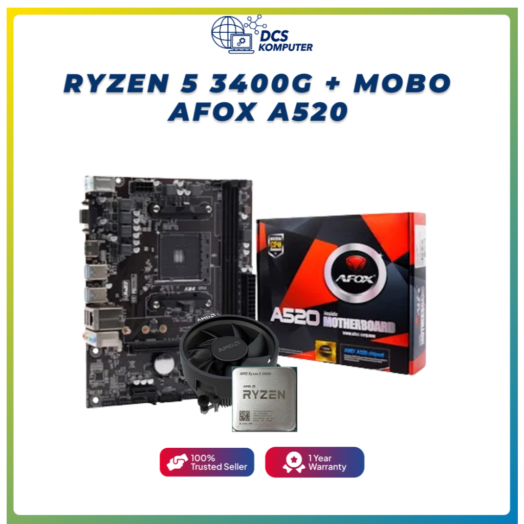 PAKET MOTHERBOARD AFOX A520+PROCESSOR AMD RYZEN 5 3400G