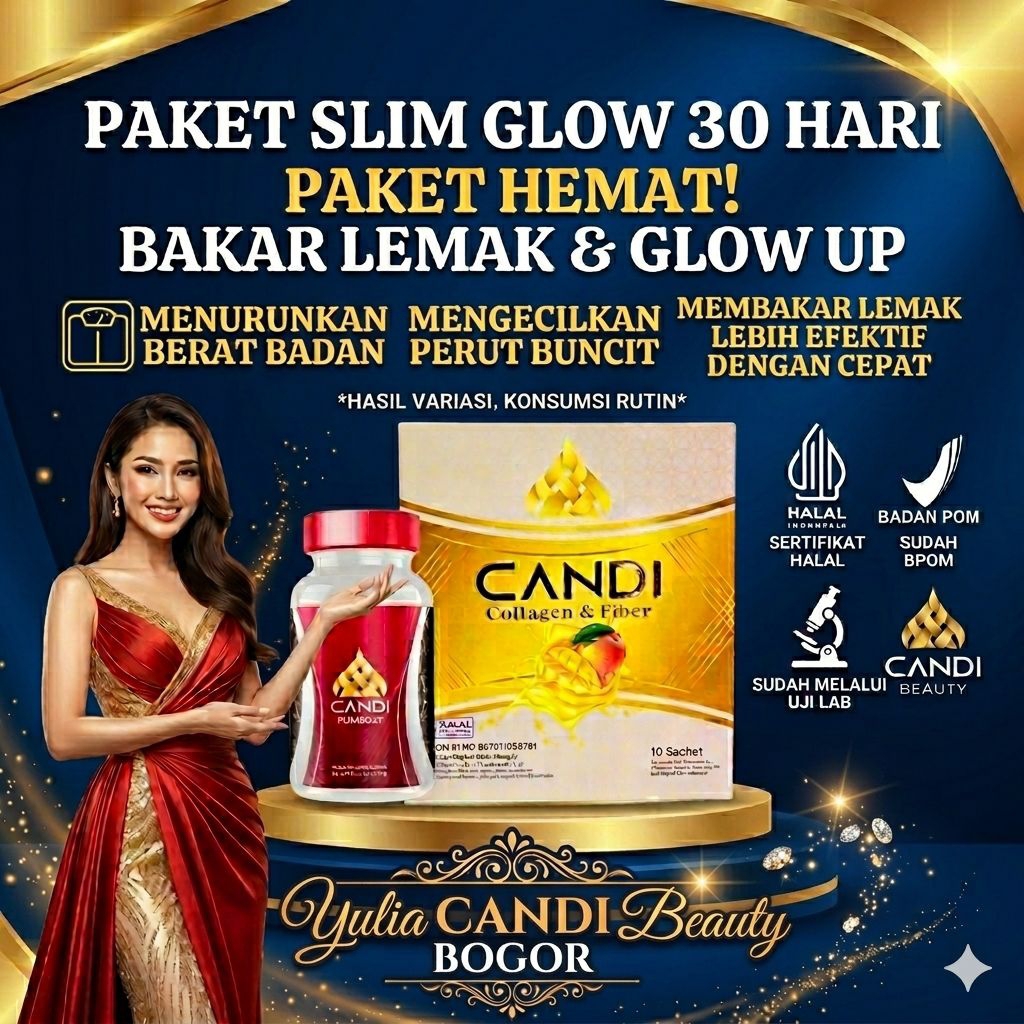 PAKET SLIMGLOW CANDI BEAUTY PELANGSING BADAN PENURUN BERAT BADAN ALAT PELANGSING BPOM
