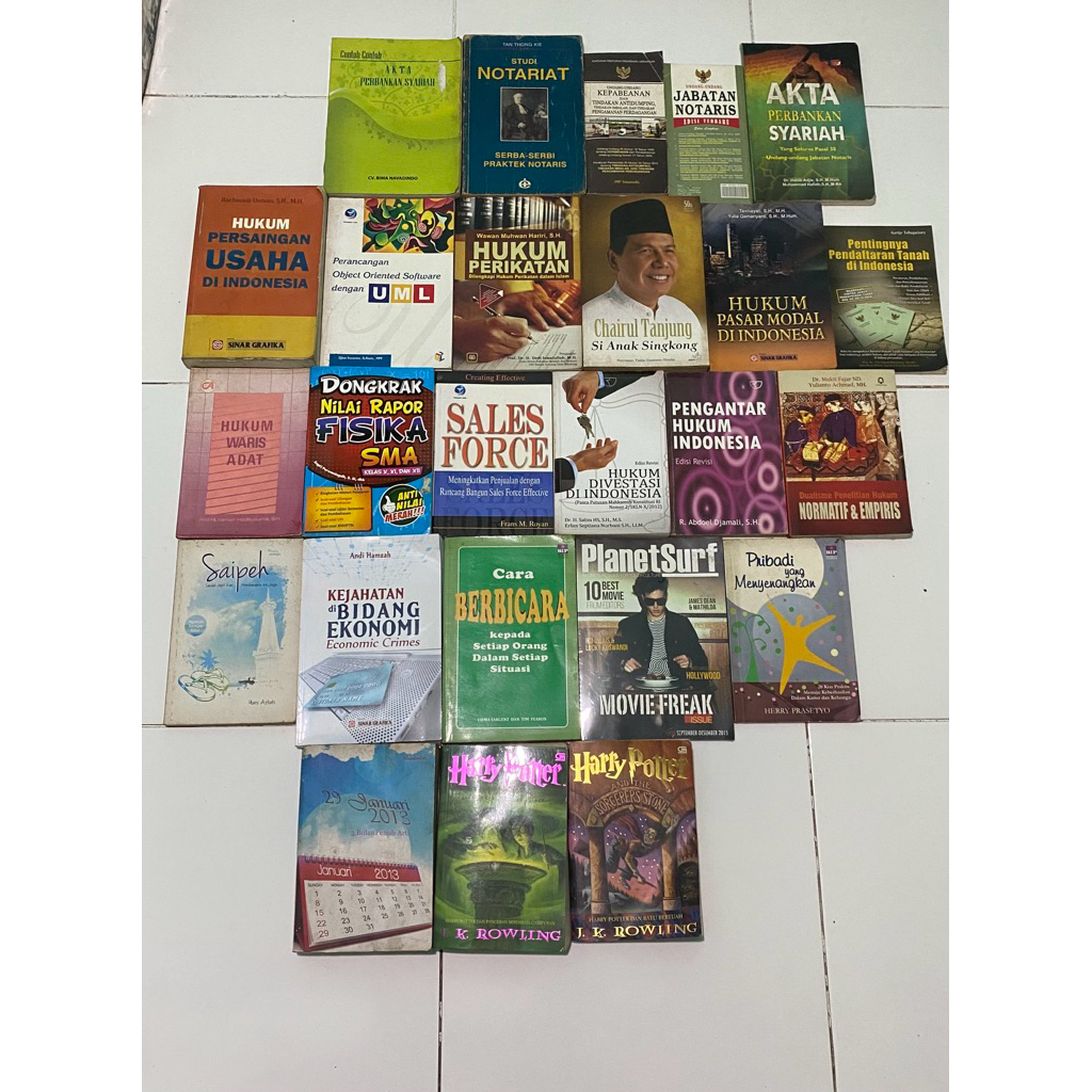 buku kedokteran, noval, buku hukum dll