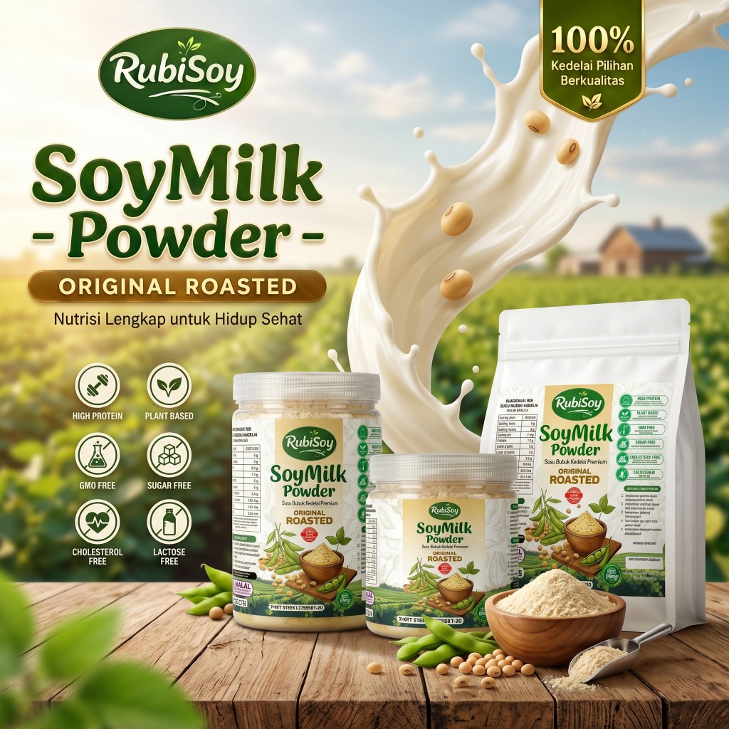 Rubisoy Susu Kedelai Bubuk Premium 400gr - Susu Soya Tinggi Protein 100% Murni Tanpa Campuran