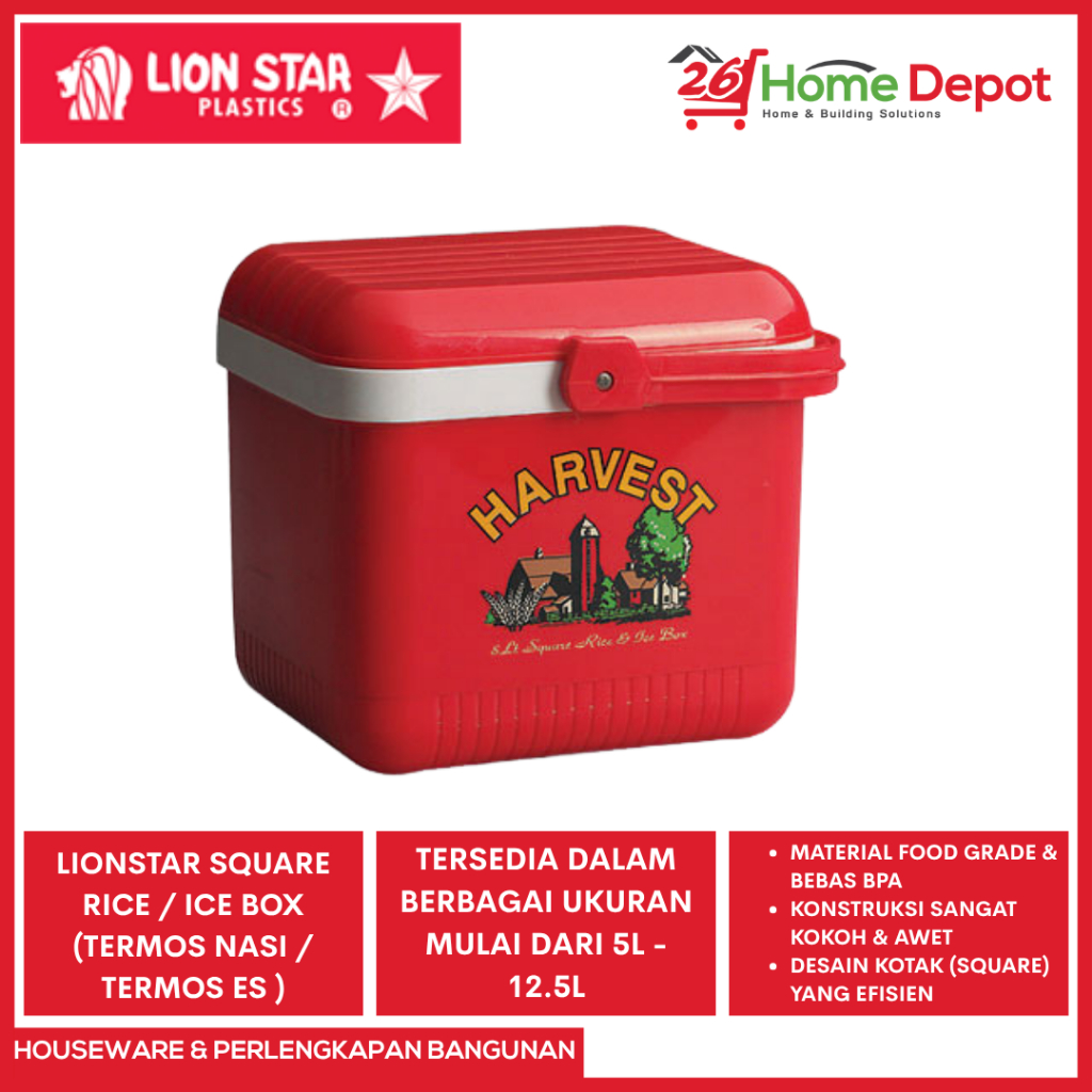 LION STAR Square Rice/Ice Box - Termos Nasi & Termos Es Kotak - Tempat Penyimpanan Es Batu / Nasi