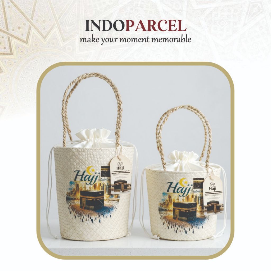 INDOPARCEL - Tas Parcel Anyaman Pandan Edisi Umroh dan Haji Tas Hampers Gift Bag Bungkus Kemasan Tas