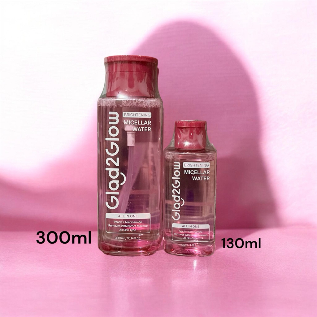 Ready Stock G2G Brightening Micellar water 300ml & 130ml / Micellar Water Glad2glow Brightening 300m
