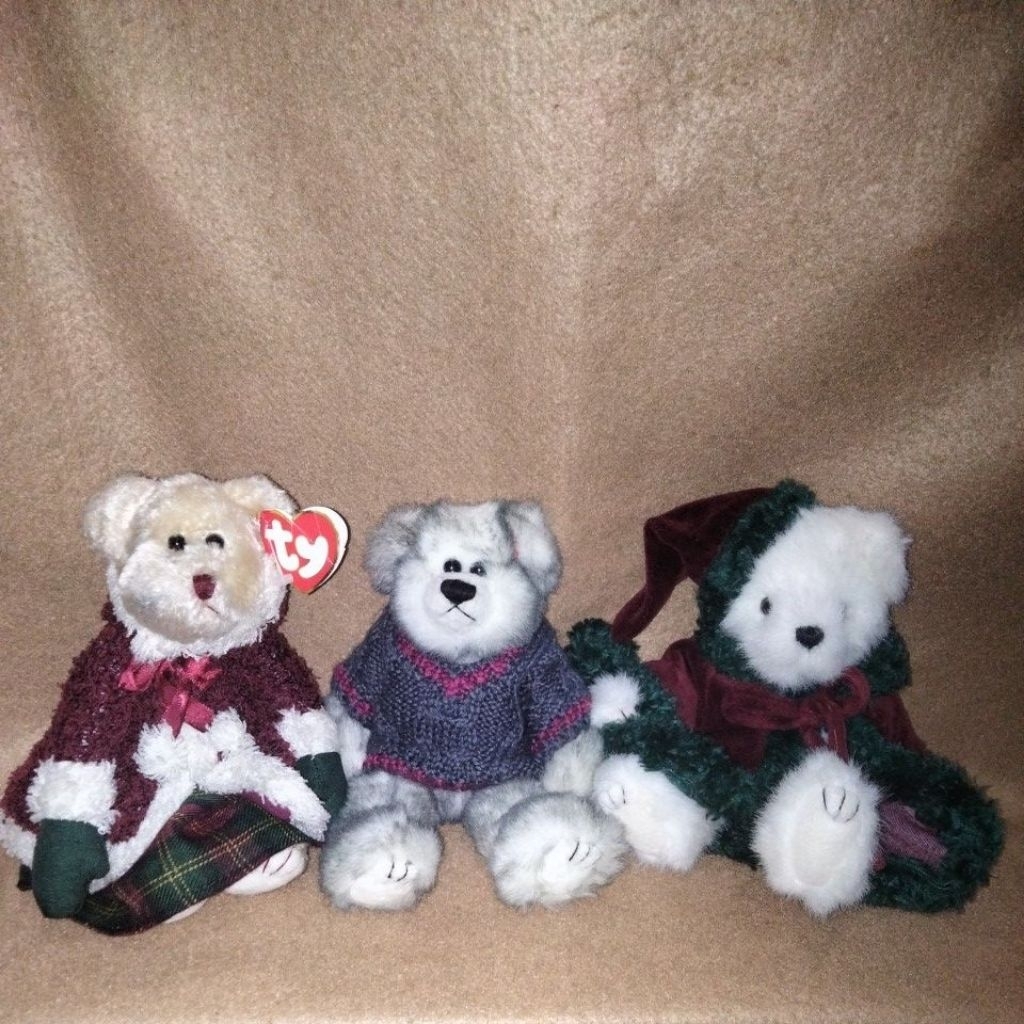 Teddy TY putar/artikulasi (kostum winter, rajut, kostum natal vintage)