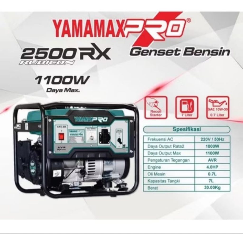 Genset YAMAMAX Rubicon 2500 RX AVR / Generator Yamamax Pro 2500 4 Tak Rubicon, Genset 2500 1000 Watt
