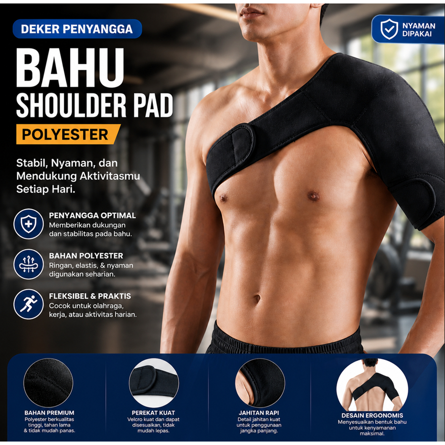 Deker Penyangga Pelindung PenopangBahu Shoulder Pad Polyester Support Olahraga Gym Badminton Futsal 