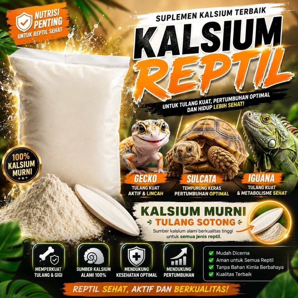 KALSIUM 500 GR - Kalsium Gecko Vitamin Gecko Penggemuk Gecko Kalsium Reptil Ular Burung Torto