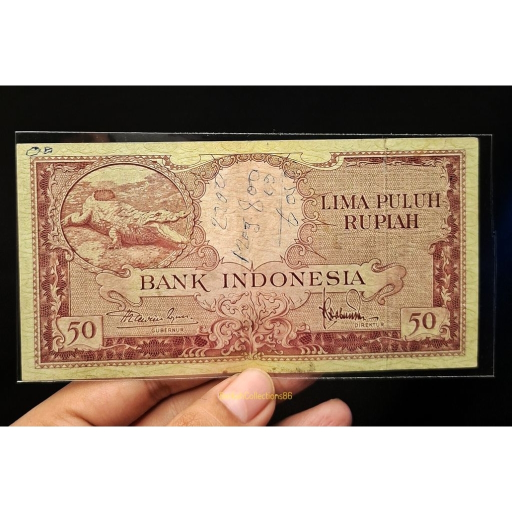 uang 50 rupiah seri hewan buaya tahun 1957