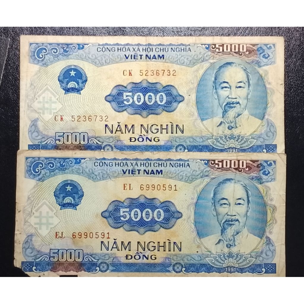 uang asing Vietnam 5000 dong 2 lembar p3670
