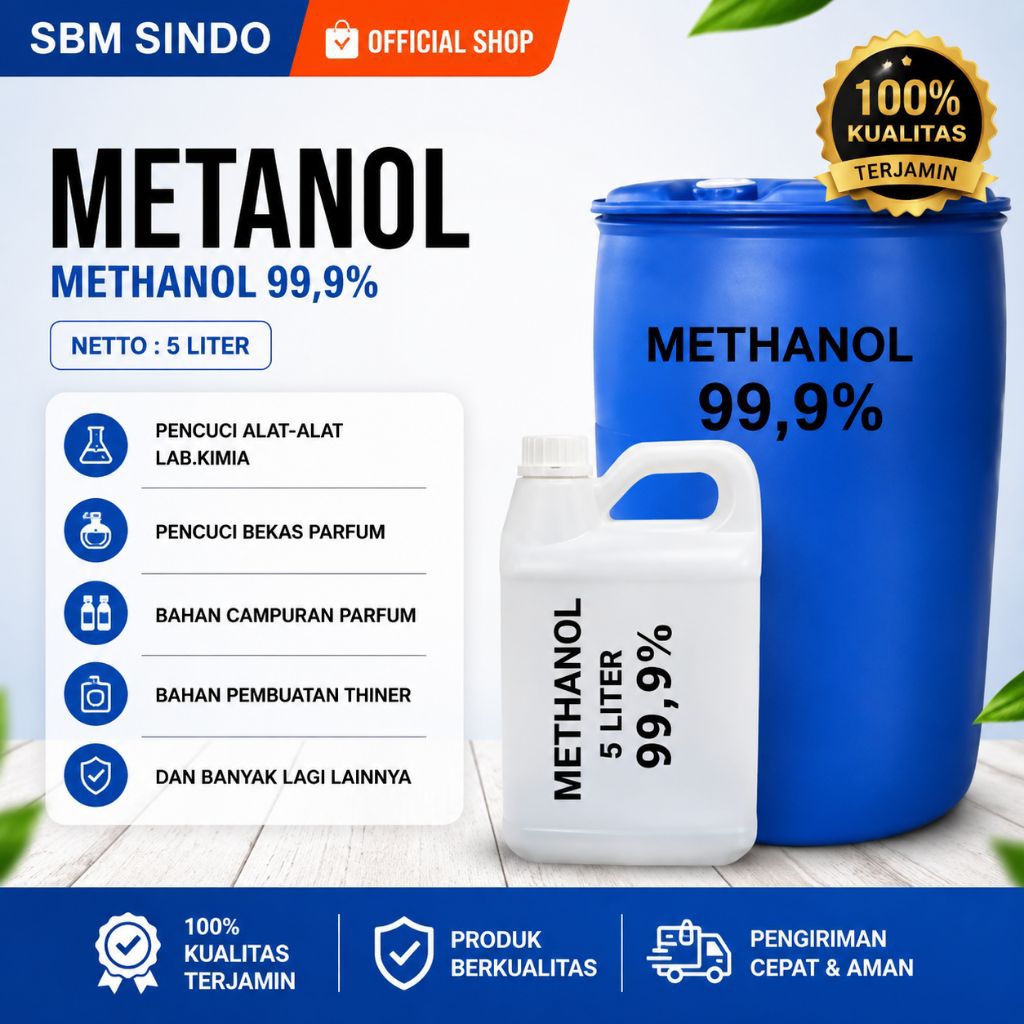 [BOTOL] METANOL MURNI 5 LITER | METHANOL | METHYL ALKOHOL TEKNIS PENCUCI PARFUM KADAR 102%-85%
