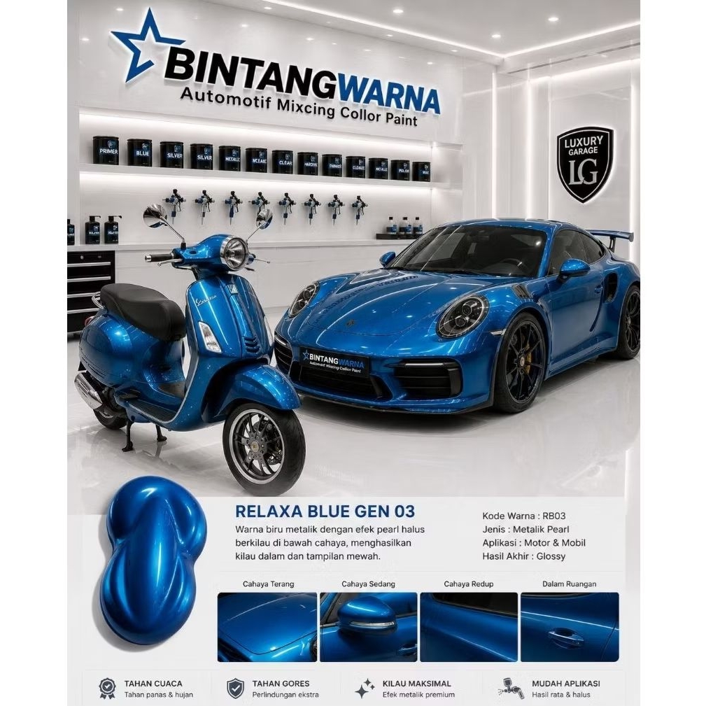 cat warna custom relaxa blue gen 03 cat biru relaxa cat biru metalik cat motor cat mobil cat automot