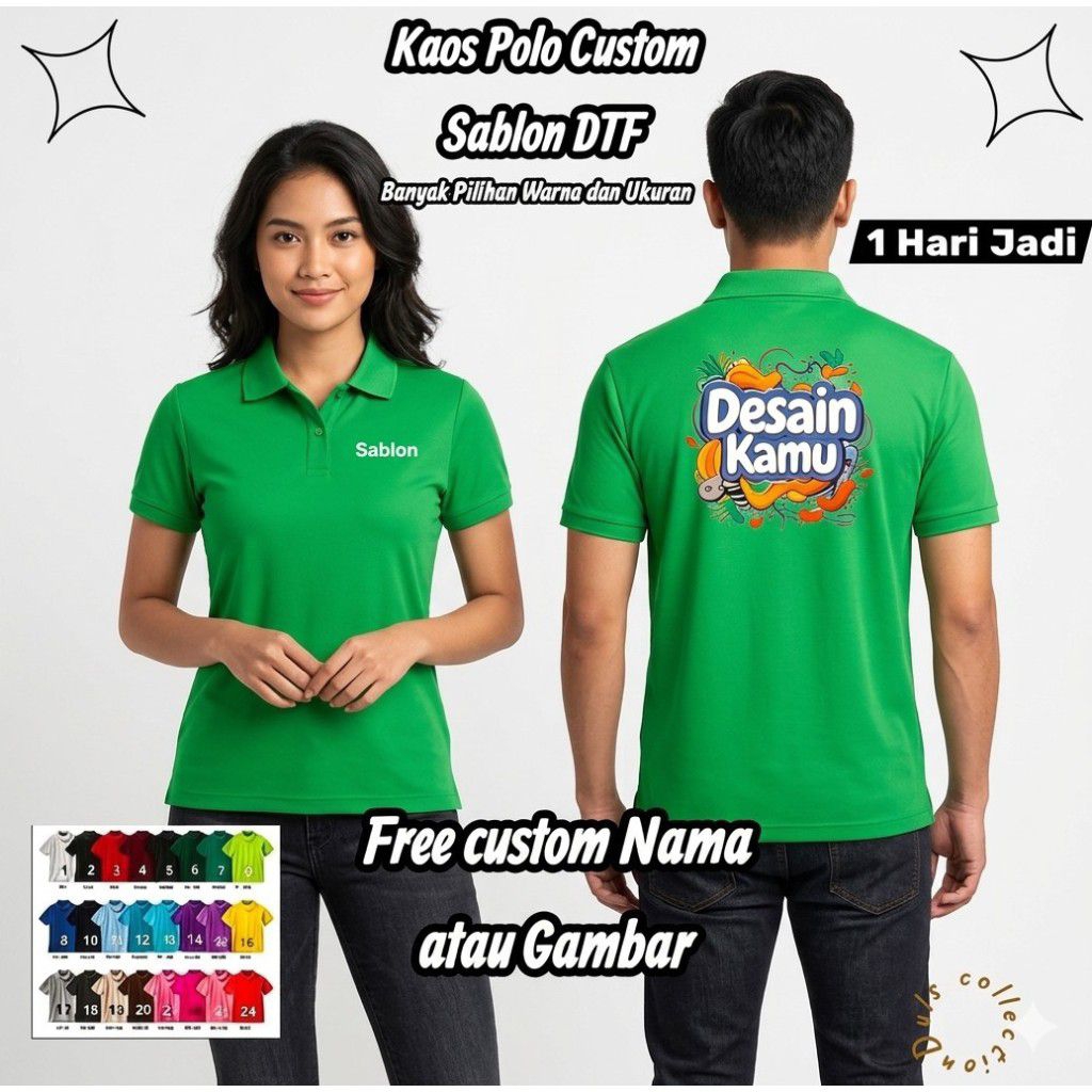 KAOS POLO CUSTOM BEBAS DESAIN SENDIRI