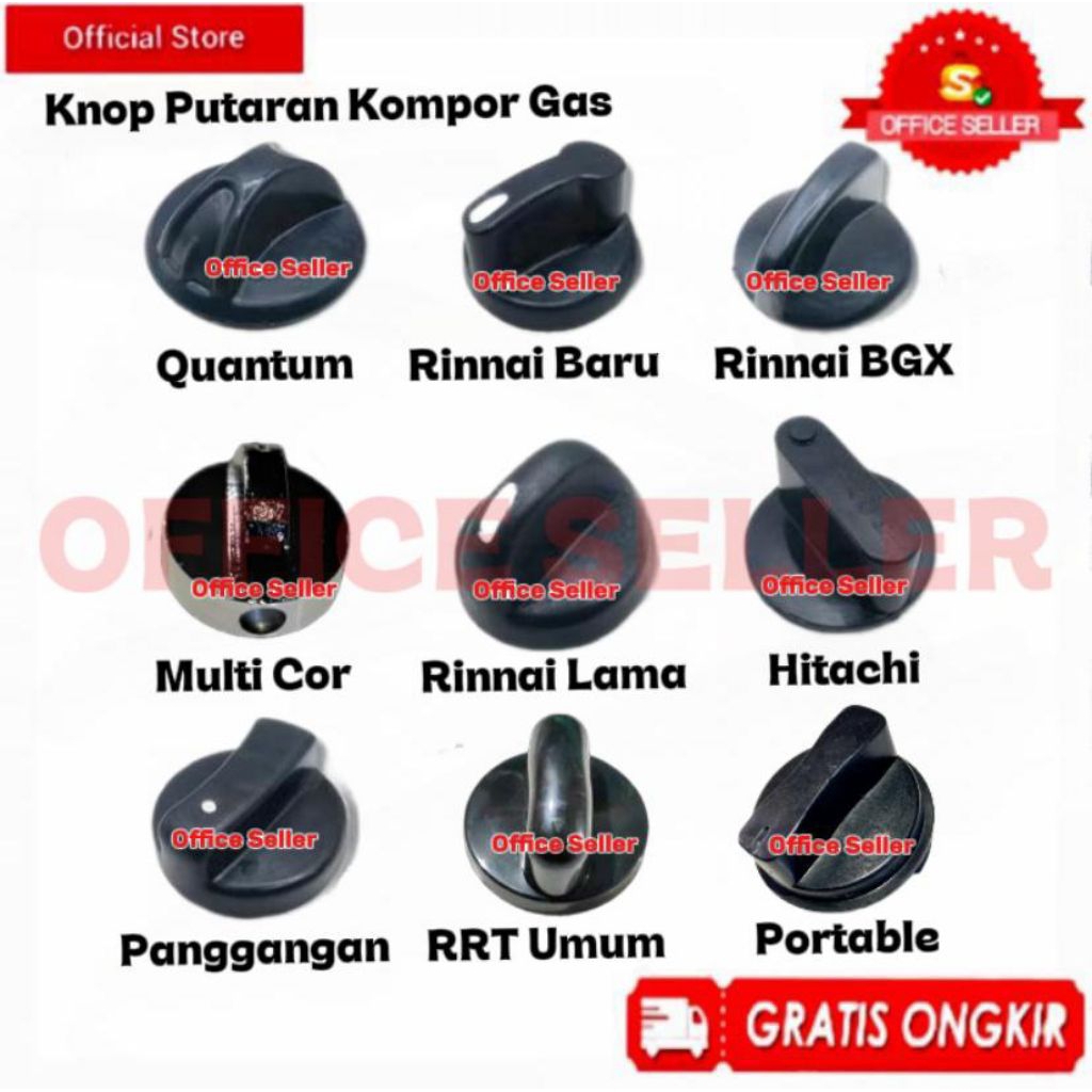 KNOP PUTARAN KOMPOR GAS RINNAI DLL LENGKAP SEMUA MEREK - UMUM UNIVERSAL RRT