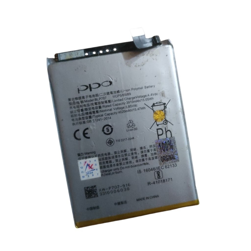 batrai oppo f11 blp707 707 kw seken mantap