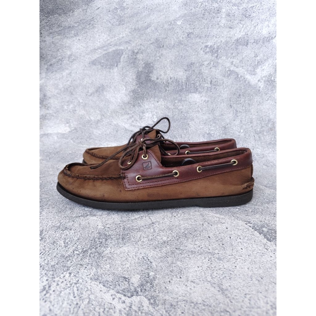 SEPATU LOAFER SPERRY TOP SIDER A/O 2 EYE NUBUCK BROWN SECOND ORIGINAL LIKE NEW
