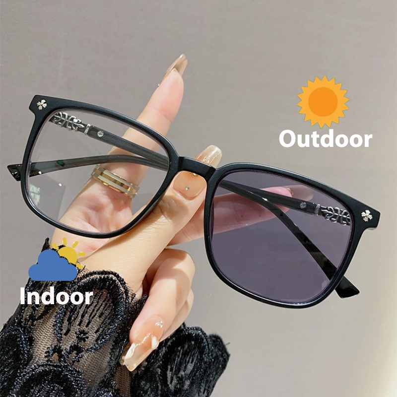 Kacamata Photochromic Anti Radiasi Wanita Kacamata Fashion Frame Kotak Kecil Komputer Gaya Pria