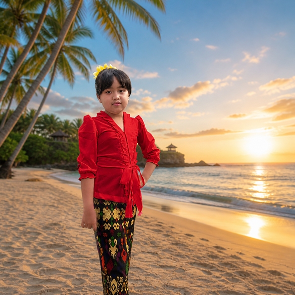 Set Baju Kebaya Bali anak untuk Sekolah maupun upacara Adat keagamaan