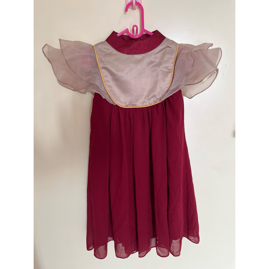 NEW Dress Anak Gold Maroon Cheongsam