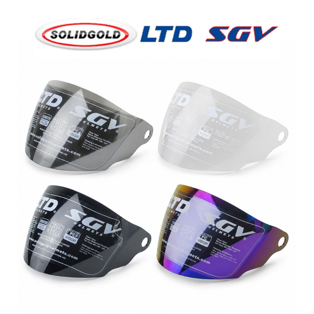 Visor Kaca Helm LTD Avent Sports SGV Solidgold Original Malaysia Smoke Black Bening Clear Rainbow Pe