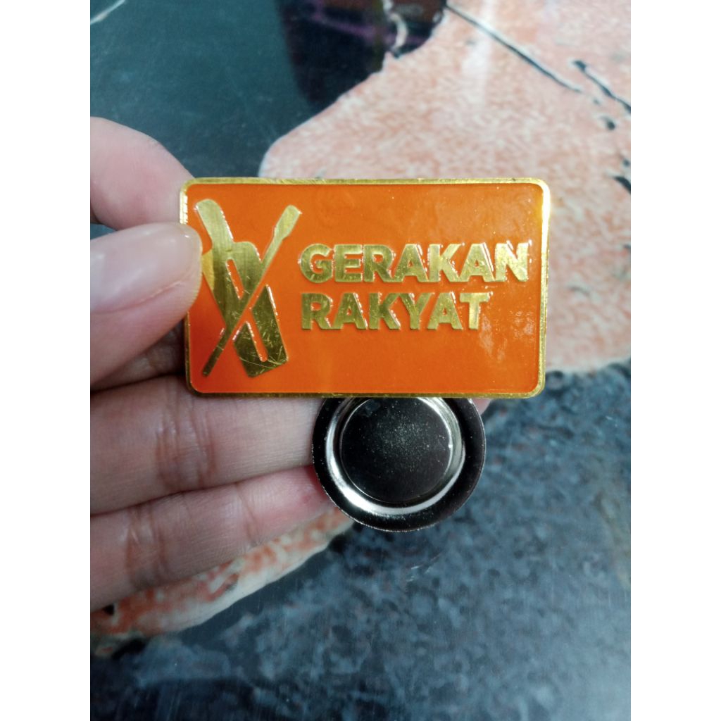 pin ormas gerakan rakyat bahan Kuningan asli belakang magnet
