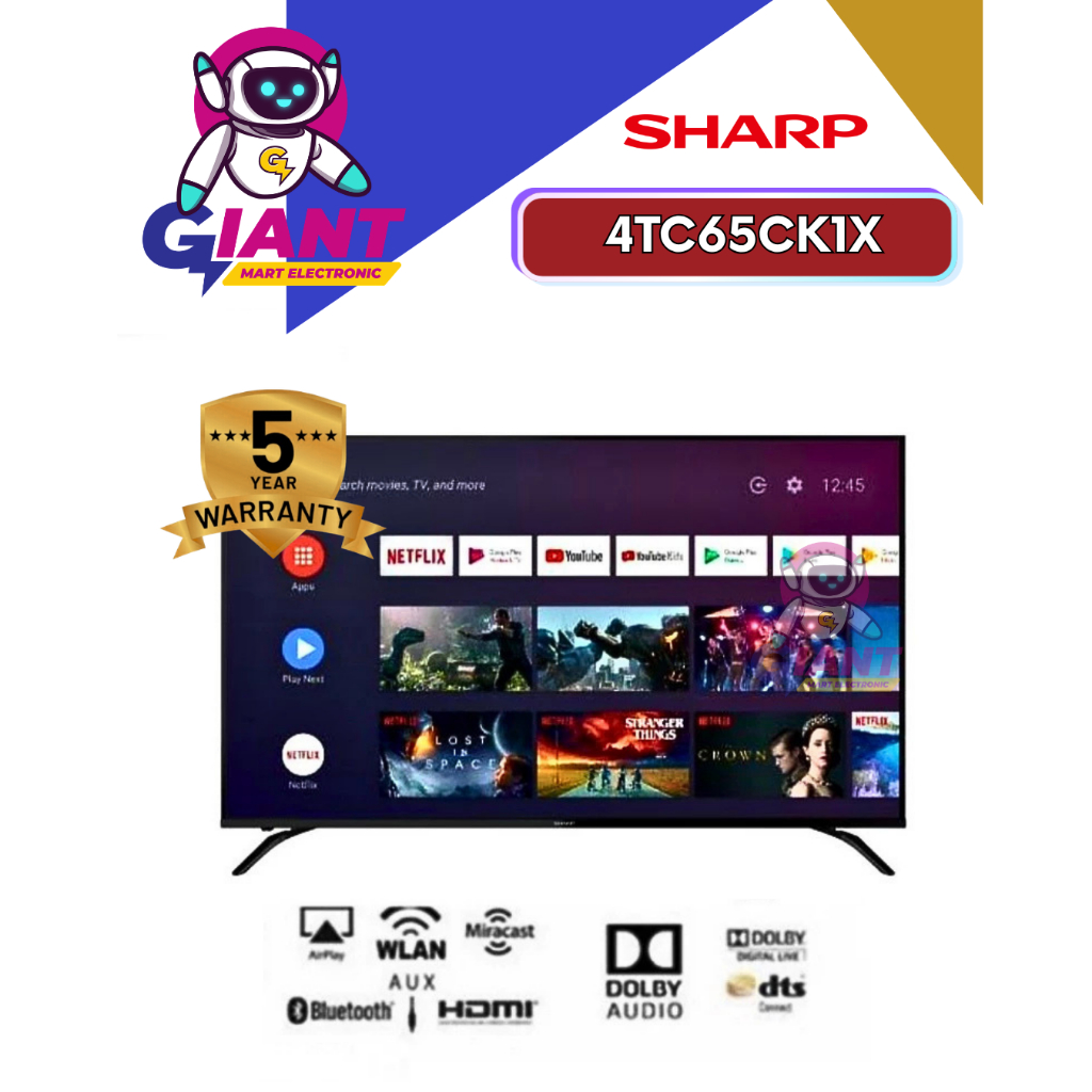 LED TV SHARP SMART ANDROID 4TC65CK1X 4K UHD 65 INCH