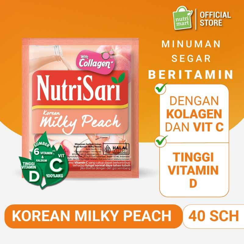 NutriSari Milky Peach 40 Sachet - Minuman Buah Vitamin C & Vitamin D