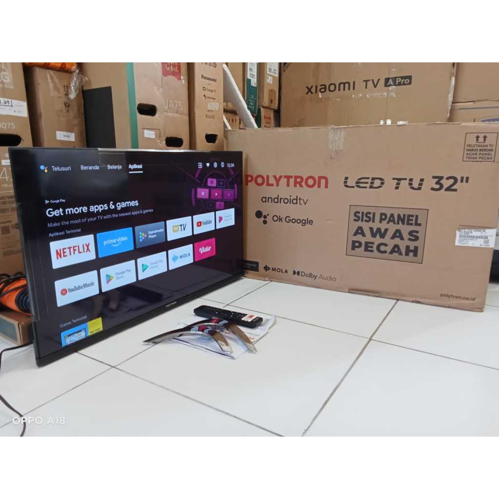 TV LED POLYTRON ANDROID 32 INC HD NETFLIX YOUTUBE KONDISI BEKAS MASIH SEGEL (7816)
