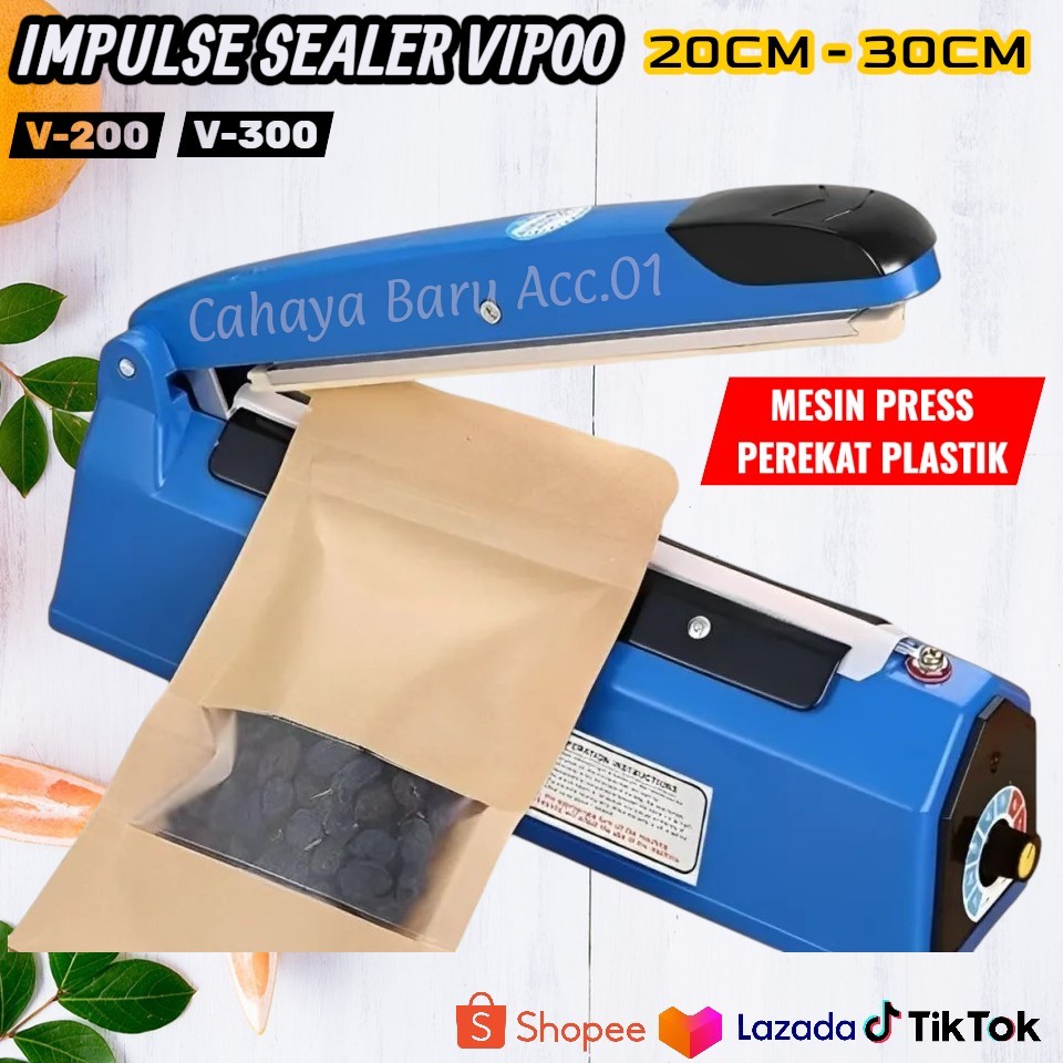 Mesin Press Kemasan Makanan Hand Impulse Sealer VIPOO V-200 Multifungsi Bisa Atur Daya VIPOO Mesin P
