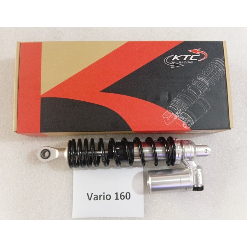 SHOCK BELAKANG KTC RACING APEX,HONDA VARIO 160, 340MM HITAM/SILVER