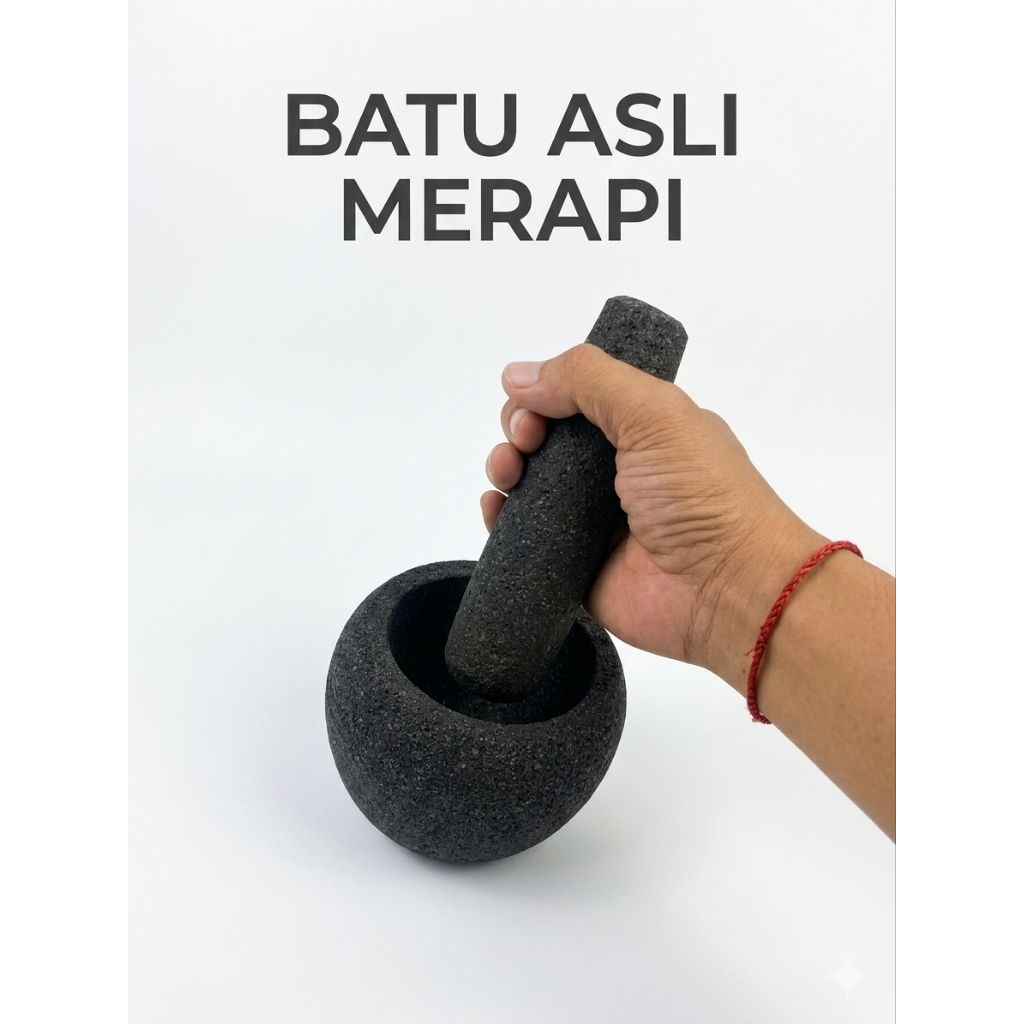Lumpang Mini Batu ASLI  MERAPI 12cm + Alu