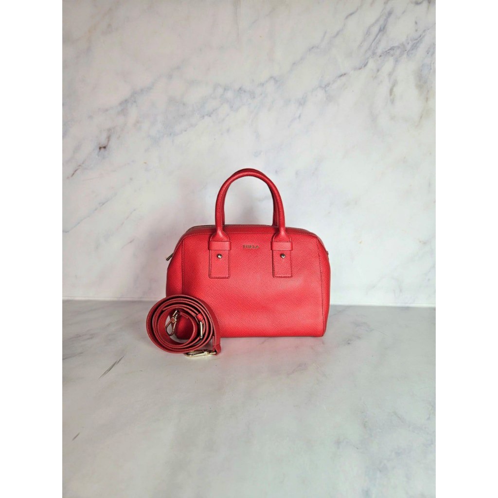 (PRELOVED) Furla Red Leather Small Allegra Satchel