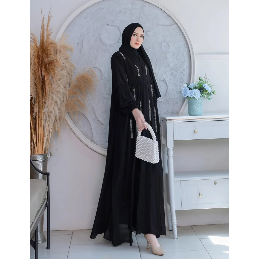 Abaya Gamis Hitam Polos Dewasa Mewah Size Jumbo Fil L-XXL