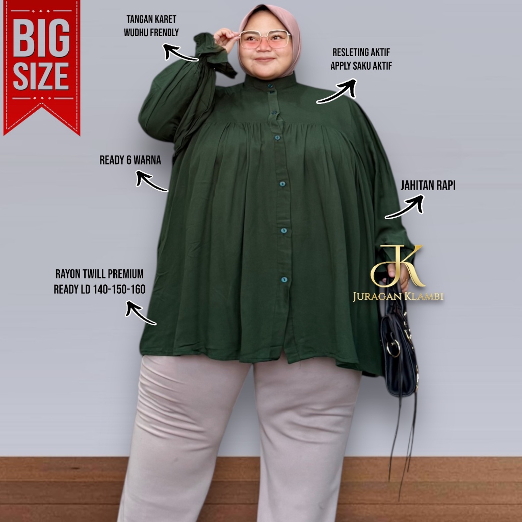 Koleksi Atasan Kemeja  Super Jumbo LD 130,LD 140,LD 150 Dan LD 160  Estimasi BB 75-160KG Rayon Twill
