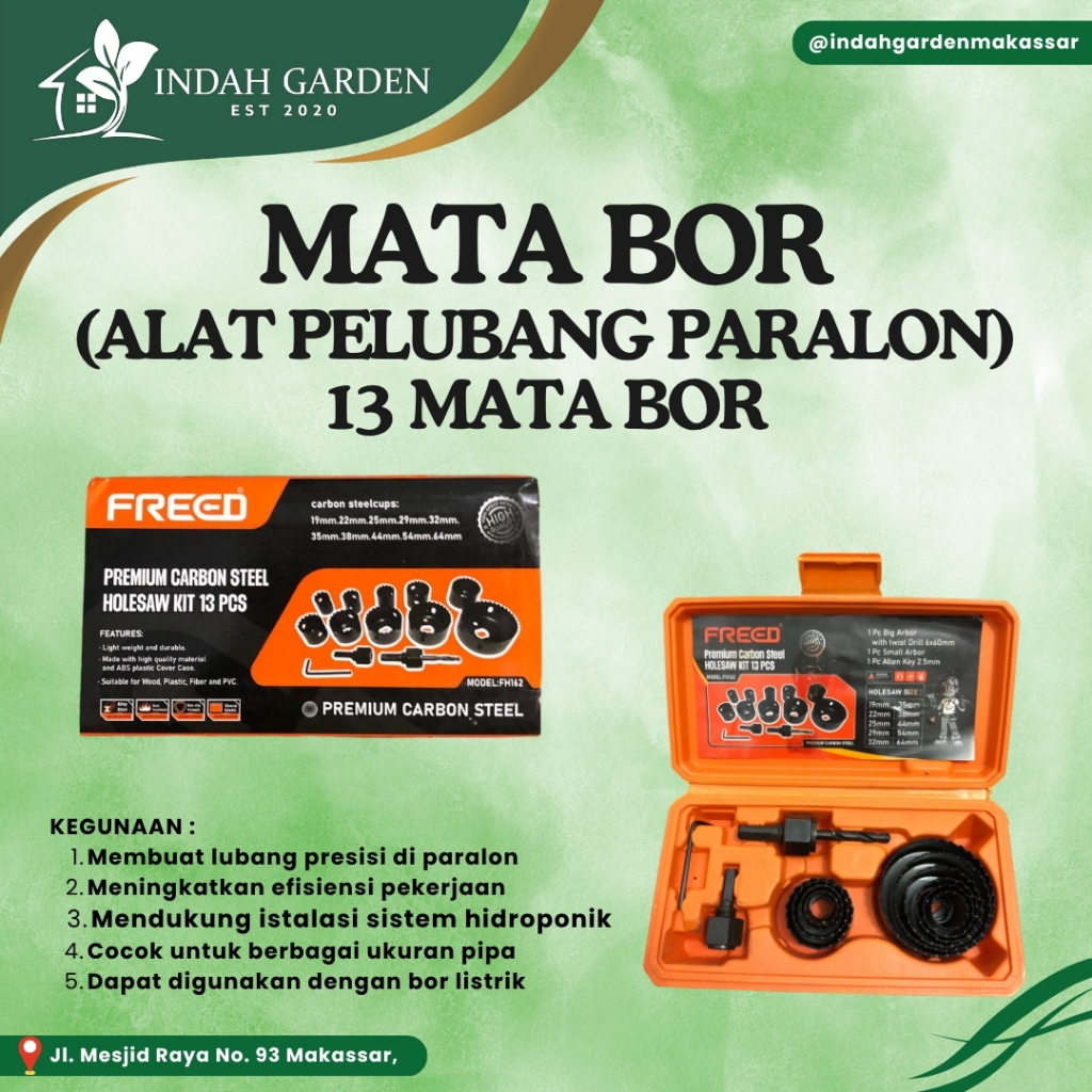 Hole Saw 13Mata Bor Hidroponik (Pelubang Paralon Hidroponik)