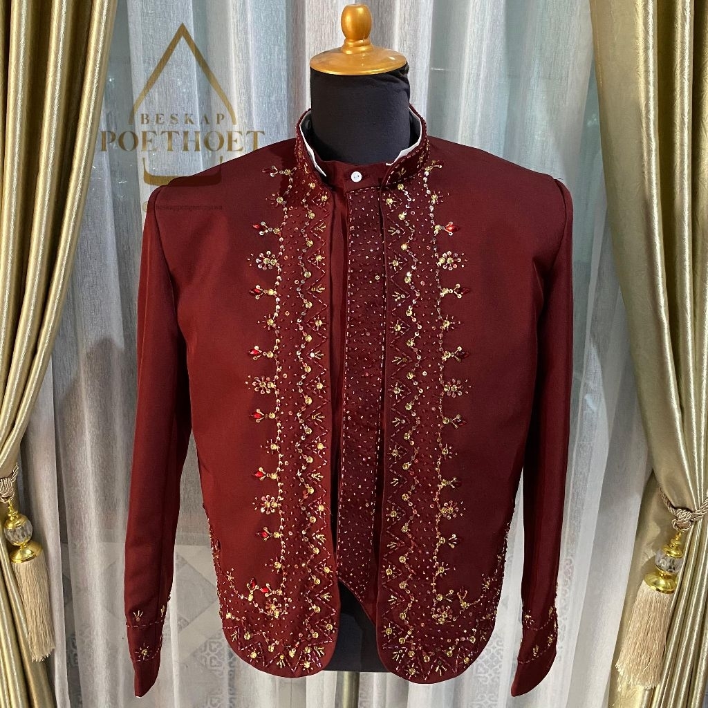 [ Free selop] beskap pengantin pria maroon || beskap maron  || beskap resepsi || beskap jawa akad me