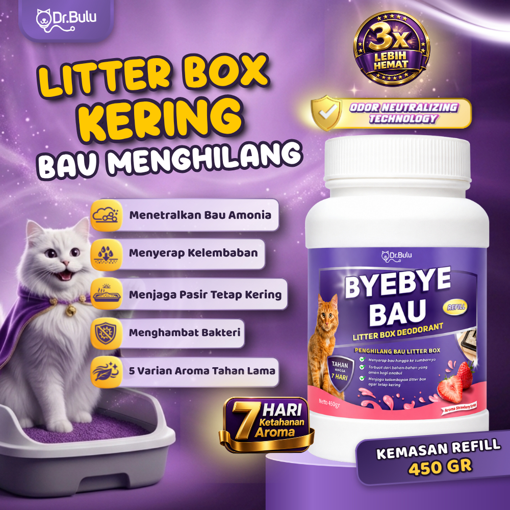 Dr.Bulu - Refill ByeBye Bau 450gr - Deodorant Litter Box, Penghilang Bau LitterBox Kucing dan Anjing
