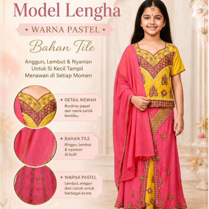 Baju India Anak Model Lengha Warna Pastel Bahan Tile - baju anak perempuan india