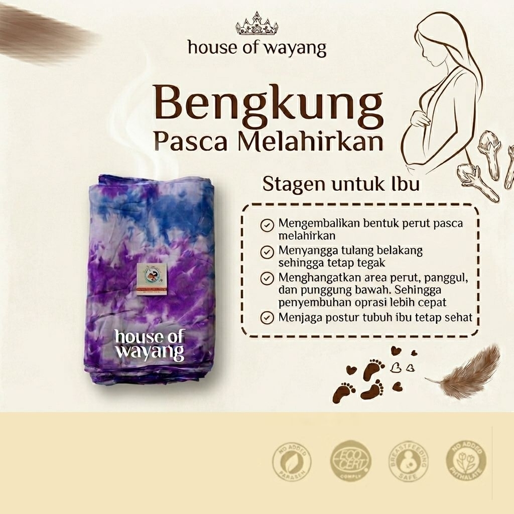 Bengkung Ibu Postnatal Pasca Melahirkan Size 20M Jumbo Tiedye Handmade Bidan Kita