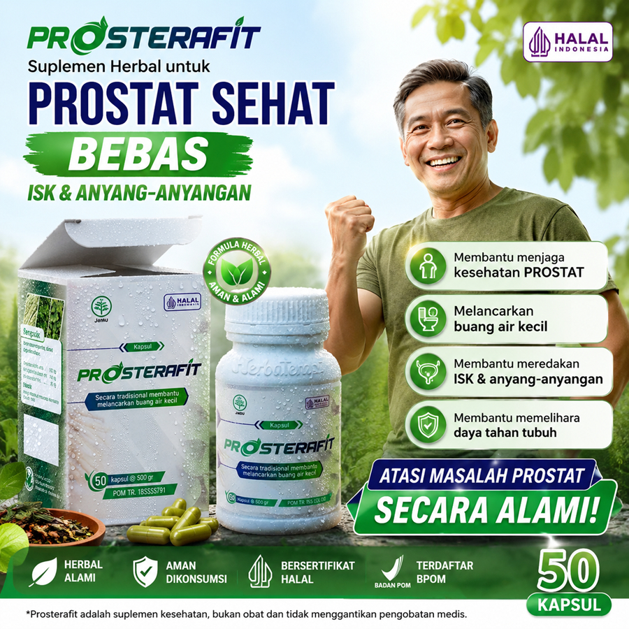 Prosterafit obat prostat melancarkan buang air kecil infeksi saluran kemih kencing tidak tuntas